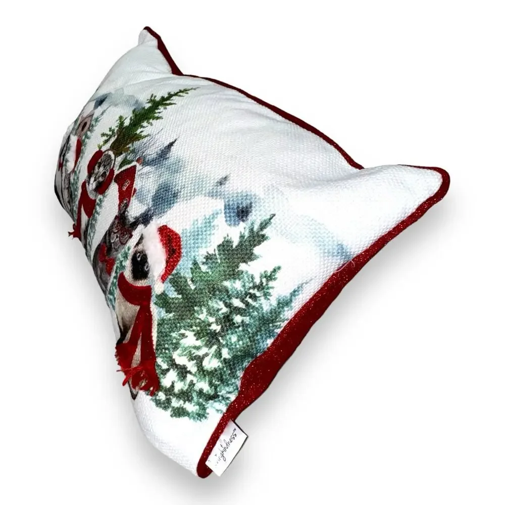 Holiday Santa Winter Cats Embroidered Pillow Loving Kindness 24